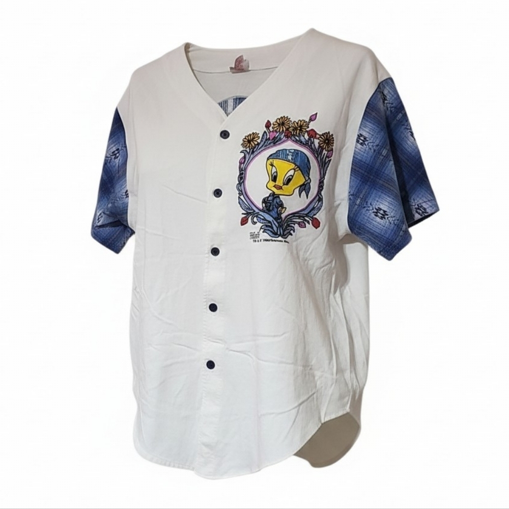 Vintage 90s Tweety Bird Baseball Shirt XL – Freeze Looney Tunes Retro - Picture 2 of 8